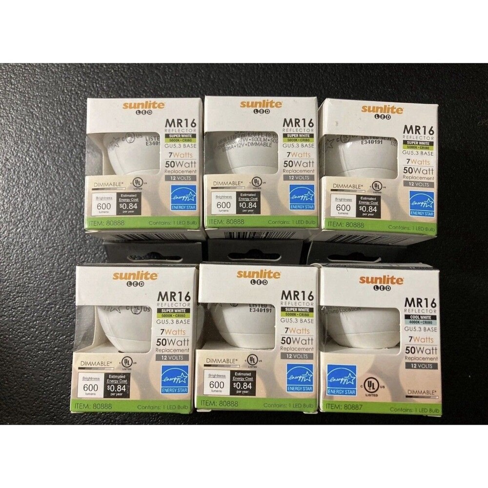 Sunlite MR16/LED/7W/12V/FL40/D/E/50K LED 7W (50W EquiV) Light Bulbs Case of 6
